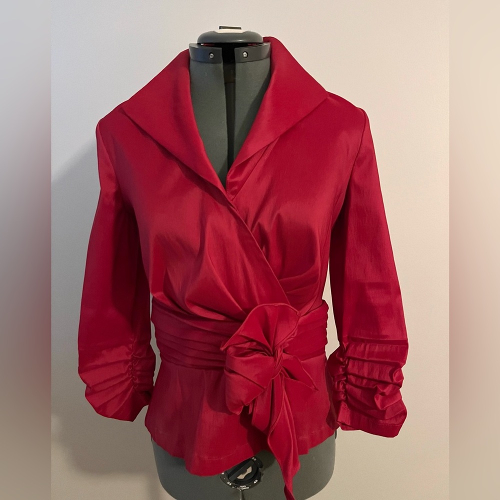 Tadashi Shoji Vibrant Red Blouse sz 6
